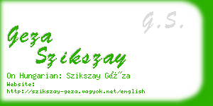 geza szikszay business card